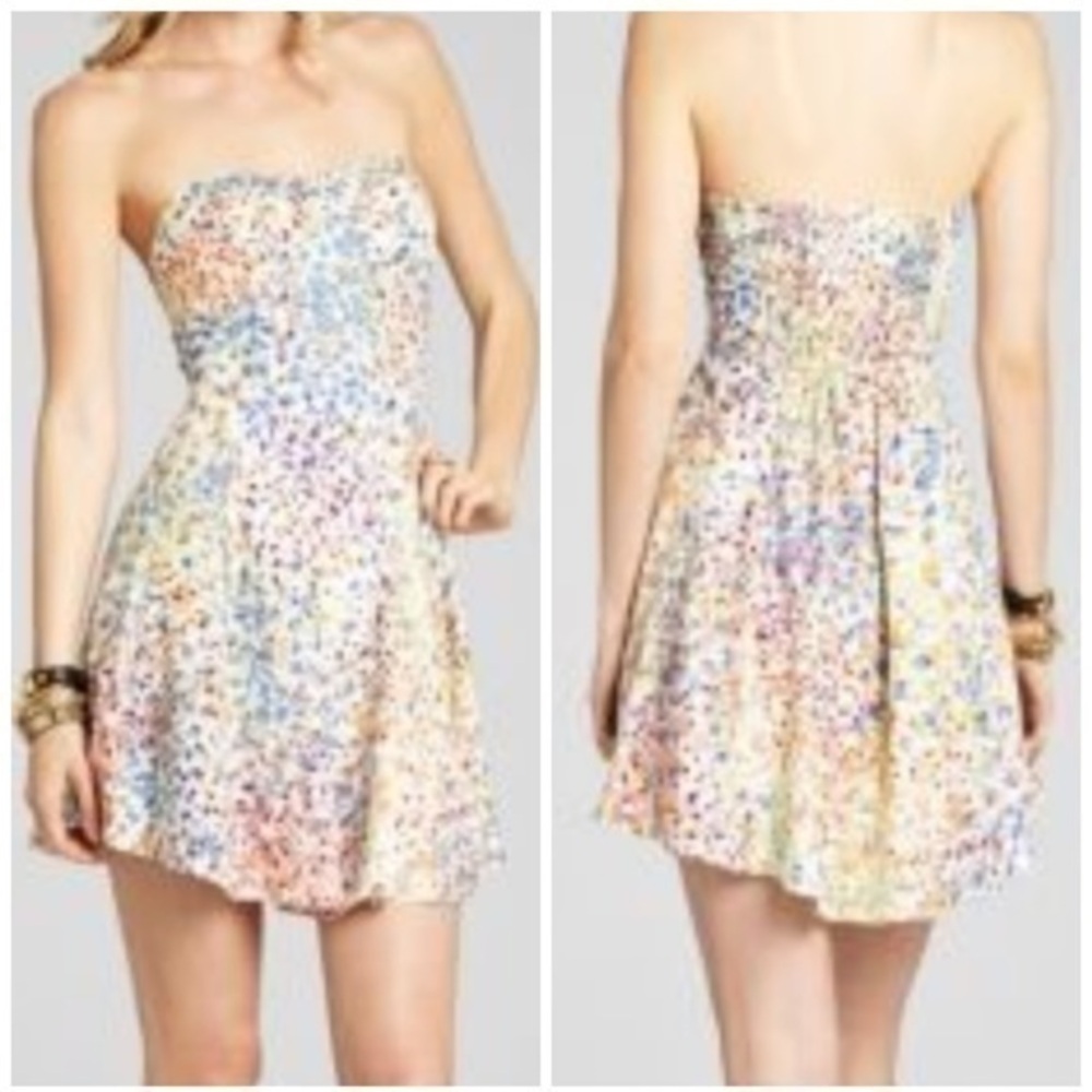 BCBGENERATION Dewberry Multi Color Strapless Dress